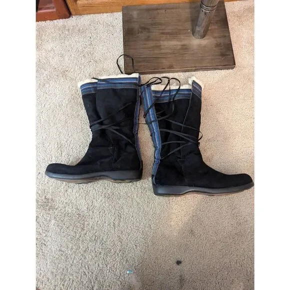 Kenzo Women’s EU 40 US 10 Black Sherpa Lined Tall Boots Snow Rain